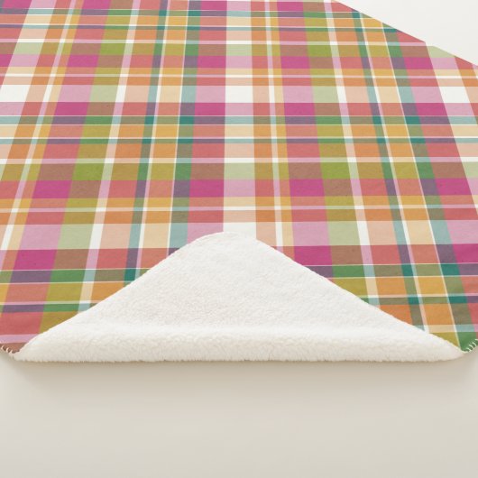 レトロヴィンテージサマープレイドタータンチェック正方形パターン シェルパブランケット (3/4)