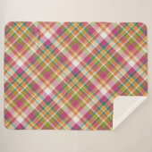 レトロヴィンテージサマープレイドタータンチェック正方形パターン シェルパブランケット (正面(横))