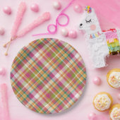レトロヴィンテージサマープレイドタータンチェック正方形パターン ペーパープレート (パーティー)