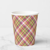 レトロヴィンテージサマープレイドタータンチェック正方形パターン 紙コップ (正面)