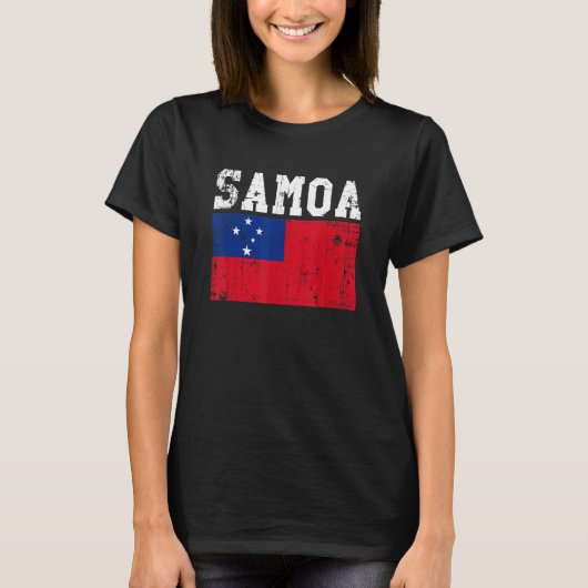 レトロヴィンテージサモア国旗サモアンルーツ Tシャツ (正面)