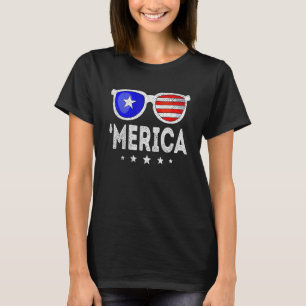 レトロヴィンテージサングラスアメリカ国旗7月4日 Tシャツ