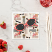 レトロヴィンテージサングラスフラミンゴスパームズ スタンダードカクテルナプキン (インサイチュ)