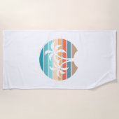 レトロヴィンテージサンセットアンドパームツリーズ ビーチタオル (正面)