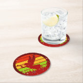 レトロヴィンテージサンセットエンジェルウィズホーンスクエア紙 ラウンドペーパーコースター (インサイチュ)