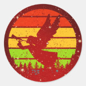 レトロヴィンテージサンセットエンジェルウィズホーン ラウンドシール (正面)