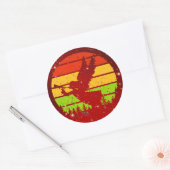 レトロヴィンテージサンセットエンジェルウィズホーン ラウンドシール (封筒)