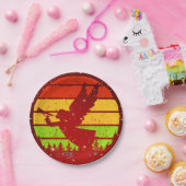 レトロヴィンテージサンセットエンジェル（ホーン付き） 7" ペーパープレート (パーティー)