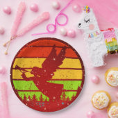 レトロヴィンテージサンセットエンジェル（ホーン付き） 9" ペーパープレート (パーティー)