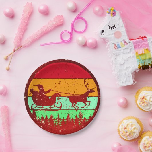 レトロヴィンテージサンセットサンタスリートインディア7" ペーパープレート (パーティー)