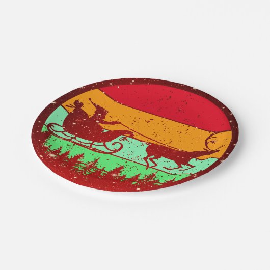 レトロヴィンテージサンセットサンタスリートインディア7" ペーパープレート (アングル)