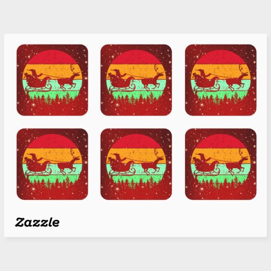 レトロヴィンテージサンセットサンタスリートインディア スクエアシール (シート)