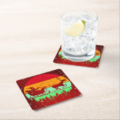 レトロヴィンテージサンセットサンタスリートインディア スクエアペーパーコースター (インサイチュ)