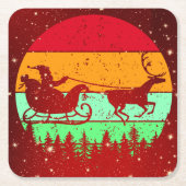 レトロヴィンテージサンセットサンタスリートインディア スクエアペーパーコースター (正面)