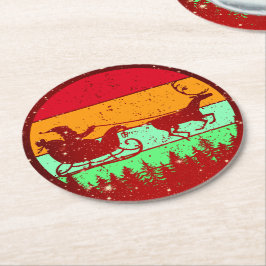 レトロヴィンテージサンセットサンタスリートインディア ラウンドペーパーコースター