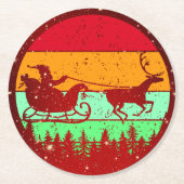 レトロヴィンテージサンセットサンタスリートインディア ラウンドペーパーコースター (正面)