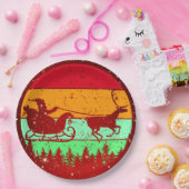 レトロヴィンテージサンセットサンタスリー9" ペーパープレート (パーティー)