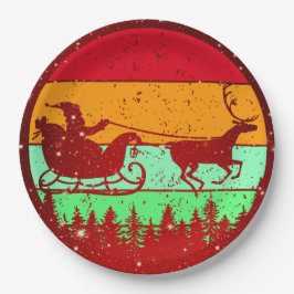 レトロヴィンテージサンセットサンタスリー9" ペーパープレート