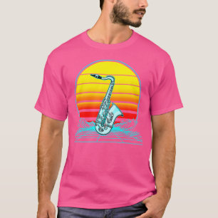 レトロヴィンテージサンセットジャズサックス Tシャツ