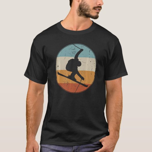 レトロヴィンテージサンセットスキーデザイン Tシャツ (正面)