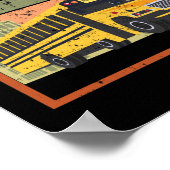 レトロヴィンテージサンセットスクールバスドライバー ポスター (角)