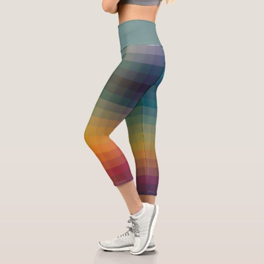 レトロヴィンテージサンセットパ市松模様にターン カプリレギンス (左)