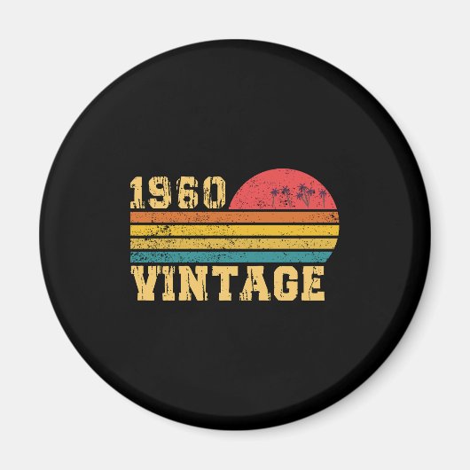 レトロヴィンテージサンセット1960誕生日 マグネット (正面)