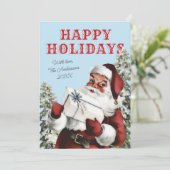 レトロヴィンテージサンタとギフト非フォトホリデーカード (スタンド正面)