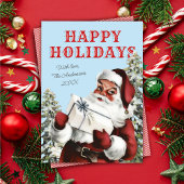 レトロヴィンテージサンタとギフト非フォトホリデーカード