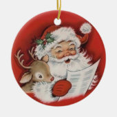 レトロヴィンテージサンタウィズベビールドルフクリスマス セラミックオーナメント (正面)