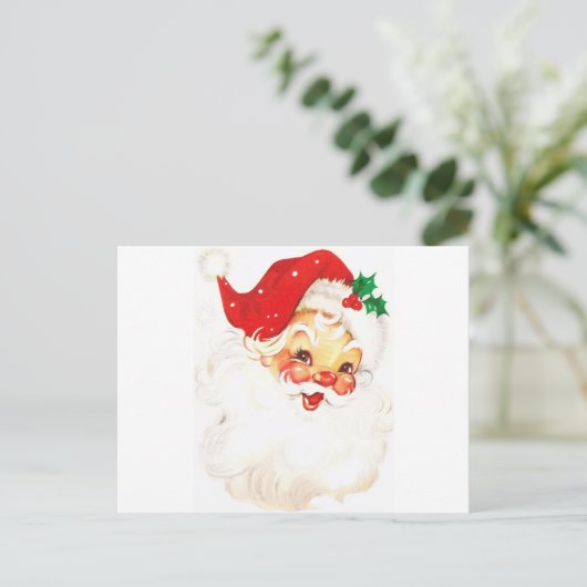 レトロヴィンテージサンタクリスマスクリスマスポストカード ポストカード (スタンド正面)