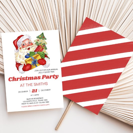レトロヴィンテージサンタクリスマスパーティー 招待状