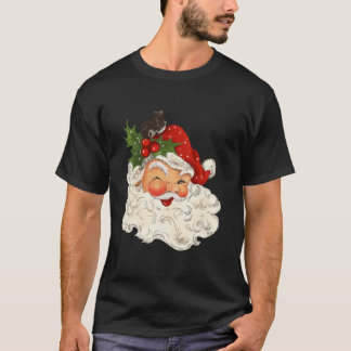 レトロヴィンテージサンタクロースウィンククリスマスおもしろい Tシャツ