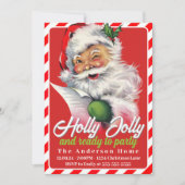 レトロヴィンテージサンタクロースカスタムクリスマスパーティー 招待状 (正面)