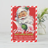 レトロヴィンテージサンタクロースカスタムクリスマスパーティー 招待状 (スタンド正面)