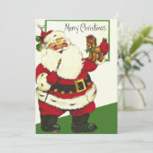 レトロヴィンテージサンタクロースカスタムクリスマスホリデー シーズンカード (スタンド正面)