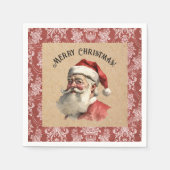 レトロヴィンテージサンタクロースクリスマスパーティー スタンダードカクテルナプキン (正面)