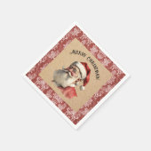 レトロヴィンテージサンタクロースクリスマスパーティー スタンダードカクテルナプキン (角)