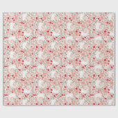 レトロヴィンテージサンタクロースクリスマスフローラ ラッピングペーパー (フラット)