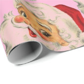 レトロヴィンテージサンタピンククリスマス ラッピングペーパー (ロールコーナー)