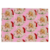 レトロヴィンテージサンタピンククリスマス ラージペーパーバッグ (裏面)