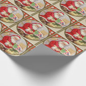 レトロヴィンテージサンタ絵を描とクリスマス ラッピングペーパー (角)