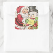 レトロヴィンテージサンタ雪だるまホリデイ スクエアシール (バッグ)