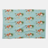 レトロヴィンテージサンタ&ガールクリスマス キッチンタオル (横)