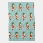 レトロヴィンテージサンタ&ガールクリスマス キッチンタオル (縦)