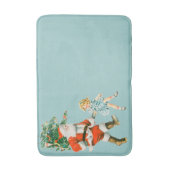 レトロヴィンテージサンタ&ガールクリスマス バスマット (正面縦)