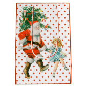 レトロヴィンテージサンタ&ガールクリスマス ミディアムペーパーバッグ (裏面)