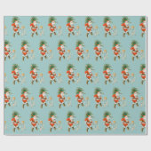 レトロヴィンテージサンタ&ガールクリスマス ラッピングペーパー (フラット)