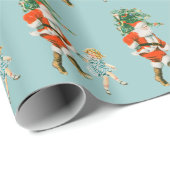 レトロヴィンテージサンタ&ガールクリスマス ラッピングペーパー (ロールコーナー)