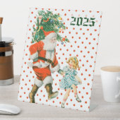 レトロヴィンテージサンタ&ガールクリスマス 台座サイン (インサイチュ)